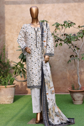 Bin Saeed Stitched 3 Piece Exclusive Printed Khaddar Vol-05 Collection'2025-WK-2405-WHITE